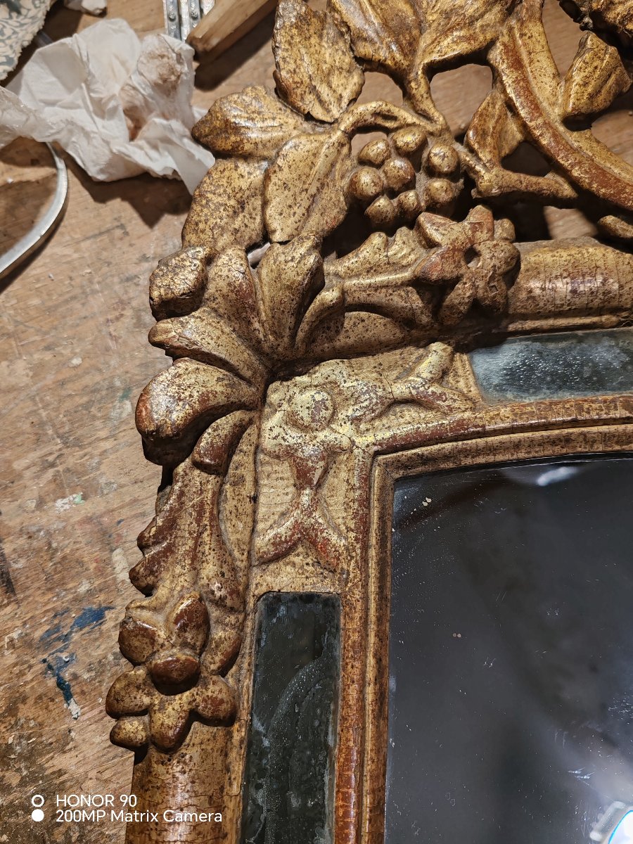 18th-century Provençal Mirror With Period Glazing Beads-photo-3