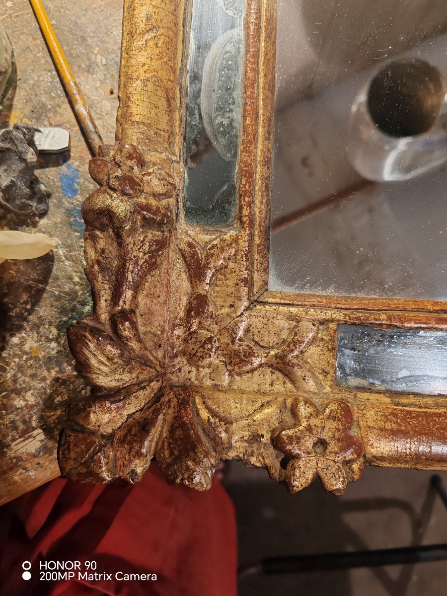 18th-century Provençal Mirror With Period Glazing Beads-photo-2