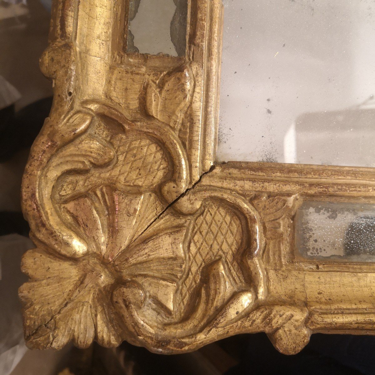 Miroir Bois Doré Époque Louis XV -photo-4