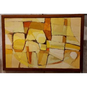 Abstract Composition, Oil On Canvas, 20th Century