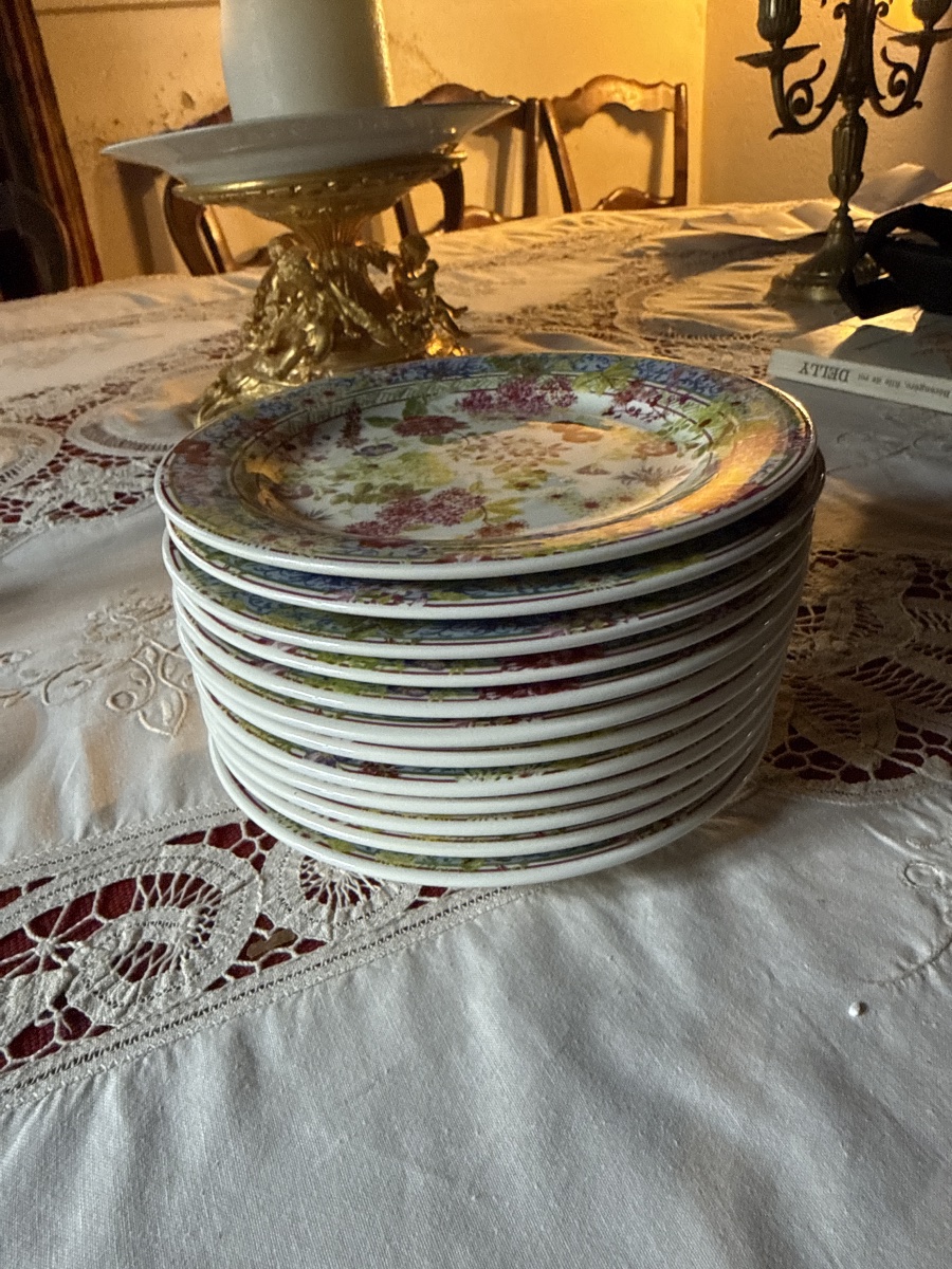 12 Gien Millefleurs Dessert Plates-photo-2