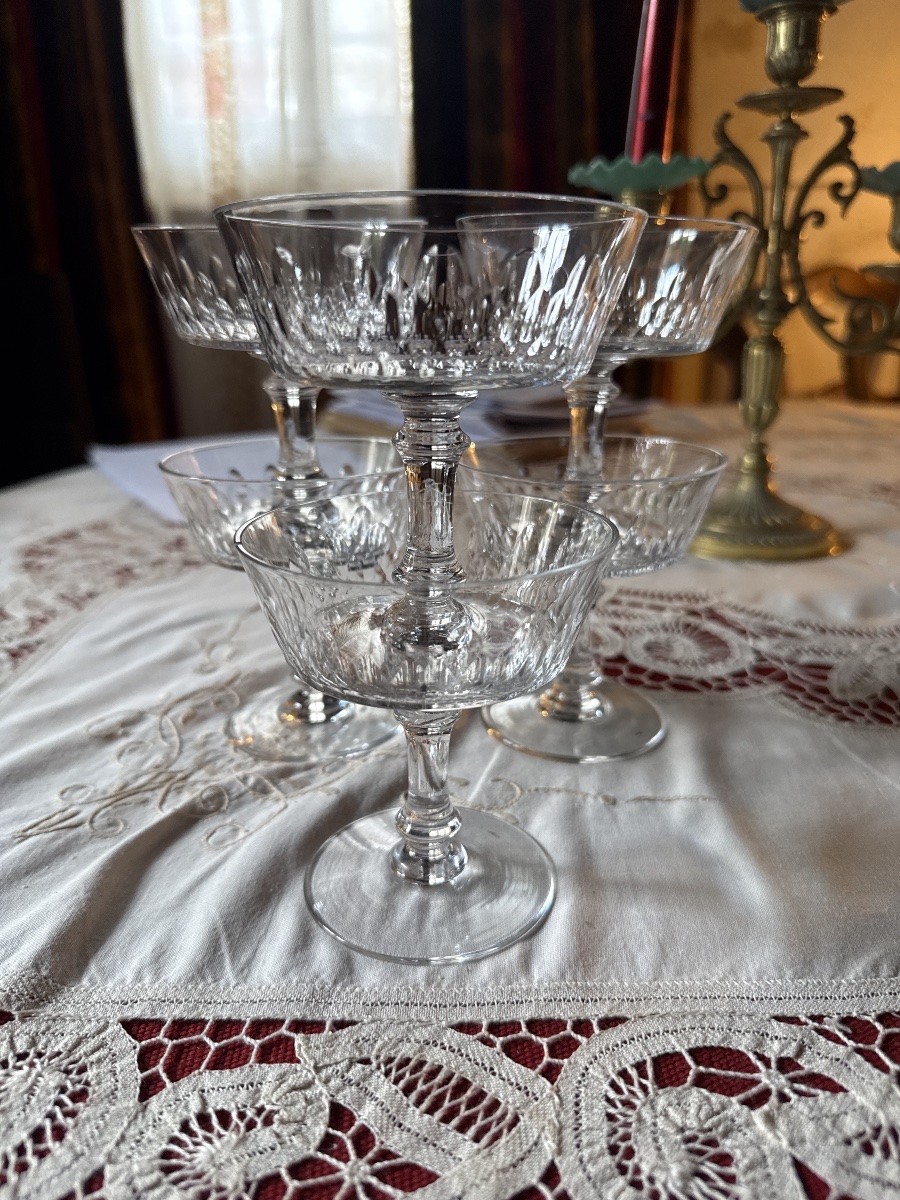 6 coupes en cristal de Baccarat modèle Richelieu 