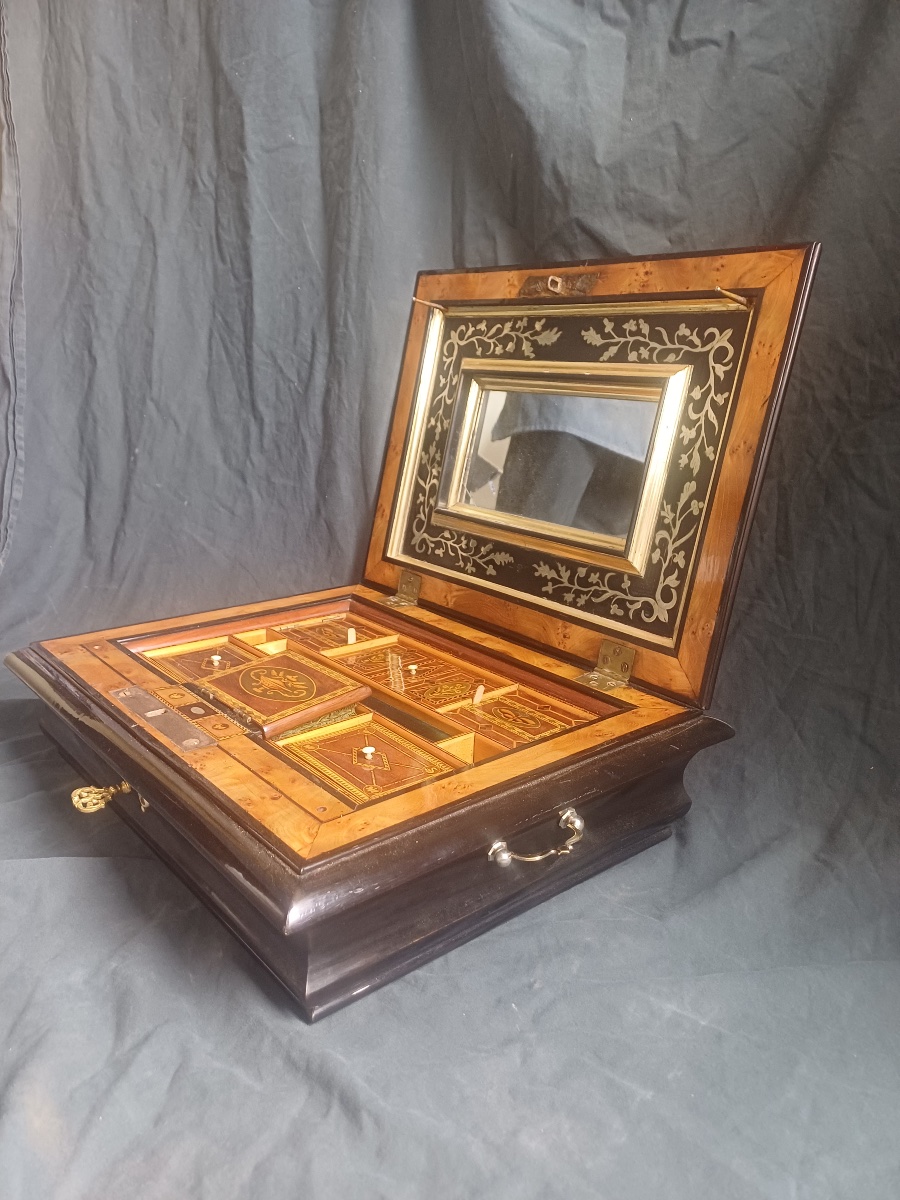 Coffret à couture en marqueterie Louis XIV-photo-4