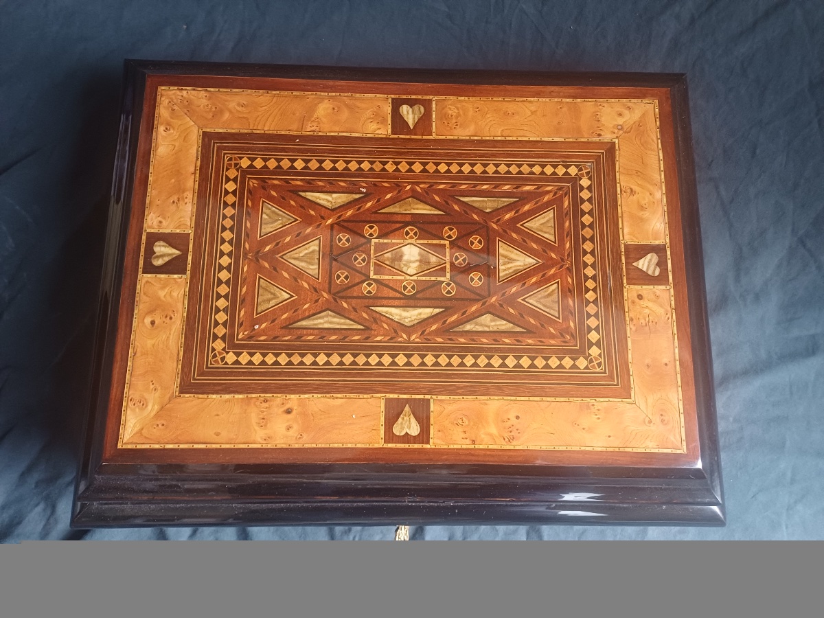 Coffret à couture en marqueterie Louis XIV-photo-2