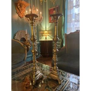 Pair Of Louis VIII Candlesticks In Bronze