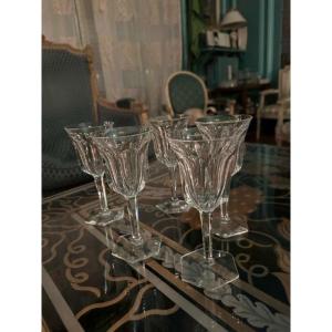 Série De 5 Verres à Eau En Cristal De Baccarat Modèle Malmaison