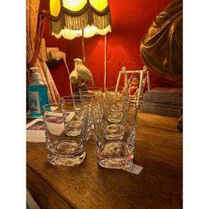 Serie De 8 Verres à  Whisky En Cristal De Sèvres 