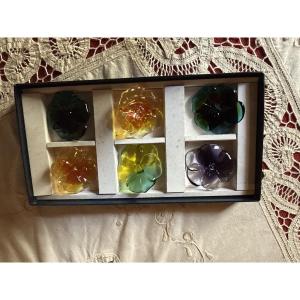 Set Of 6 Crystal Pansies For Table Decor 