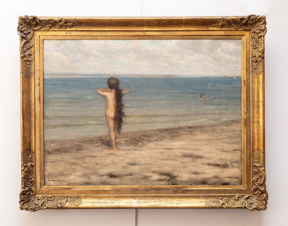 Brittany - Young Boy Contemplating The Sea – Signed A Harrison – Early 20th Century