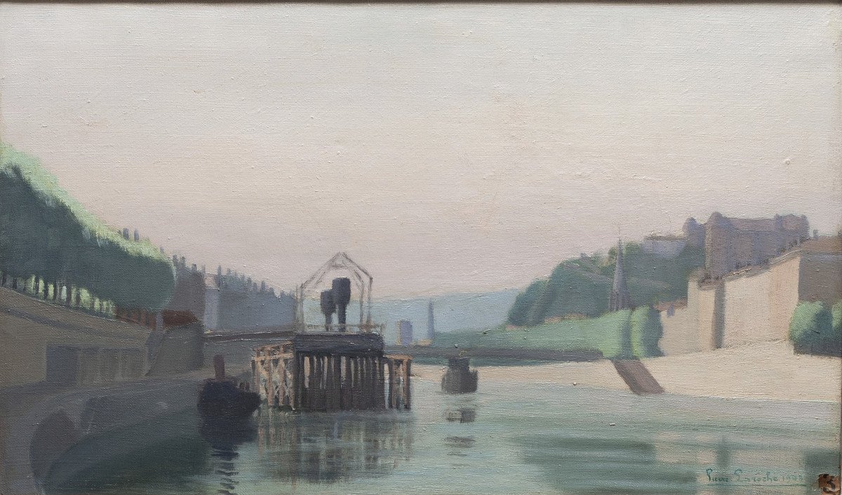 Banks Of The Saône – Signed Pierre Laroche, Dated 1948