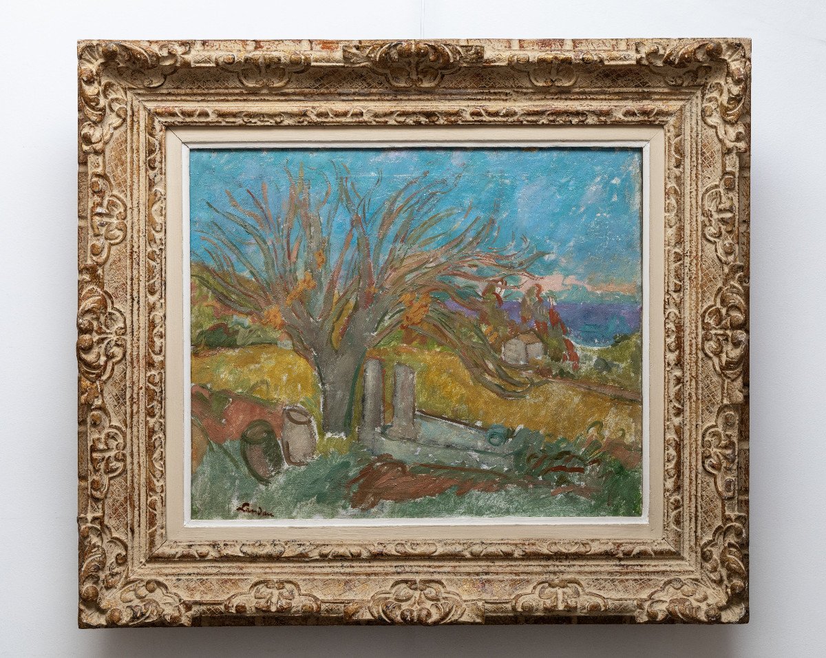 Artiste polonais - Landau Zygmunt (1898 – 1962) – Paysage Méditerranéen – Huile Sur Toile-photo-2