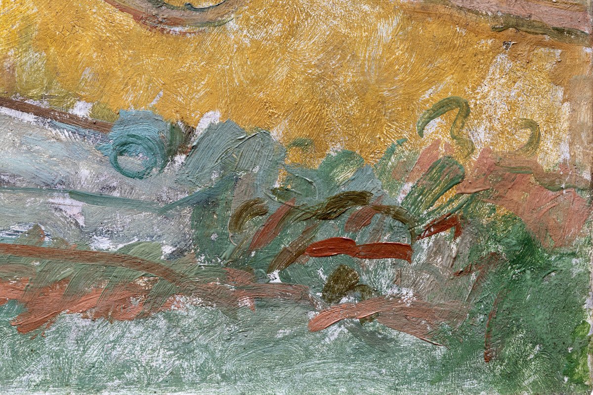 Artiste polonais - Landau Zygmunt (1898 – 1962) – Paysage Méditerranéen – Huile Sur Toile-photo-4