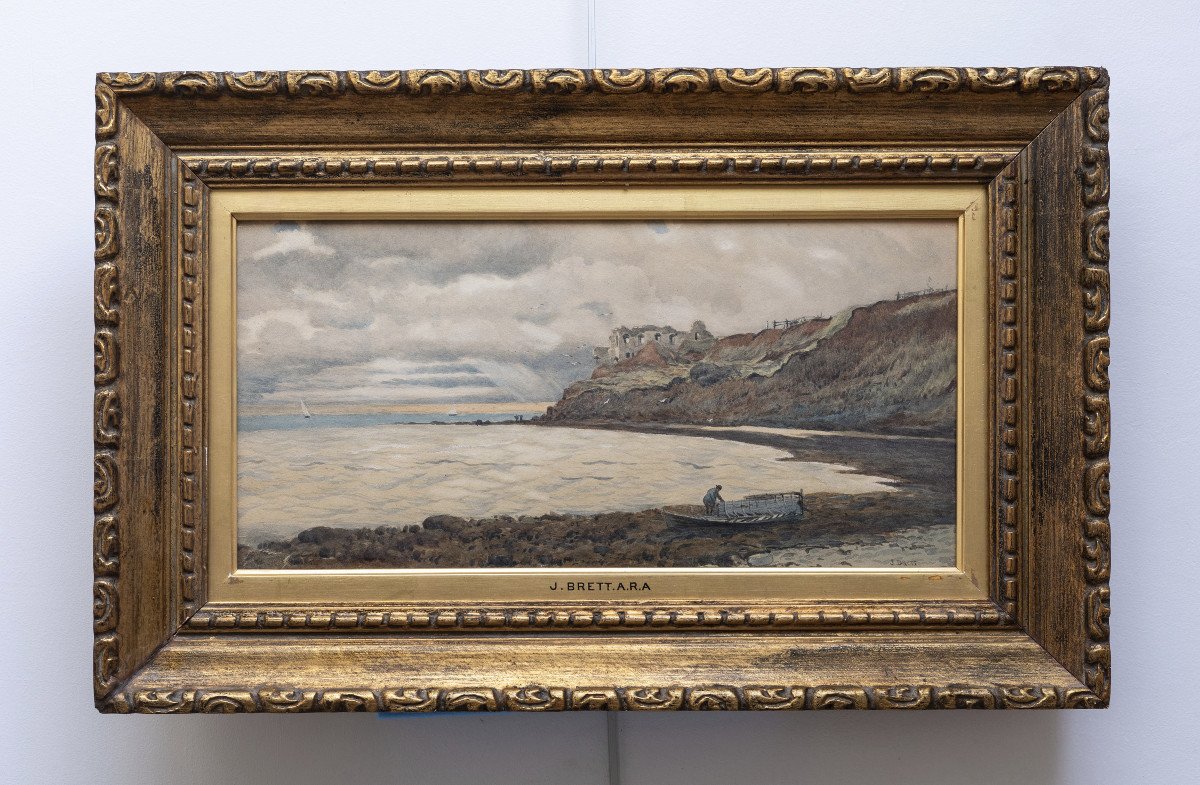 Aquarelle anglaise - Brett John ( 1830 - 1902) - Vue De Landsfort Castle, Weymouth - Signée-photo-2