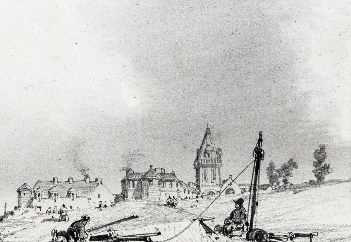 Marine – Noël Jules – Boats In Port – Pencil Drawing – Circa 1847-photo-1