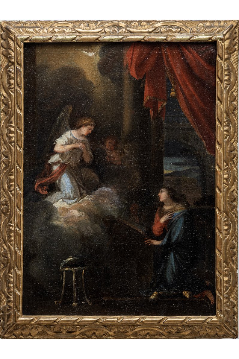 Ecole Française – Annonciation - Huile Sur Toile  – XVIIIe S.-photo-2