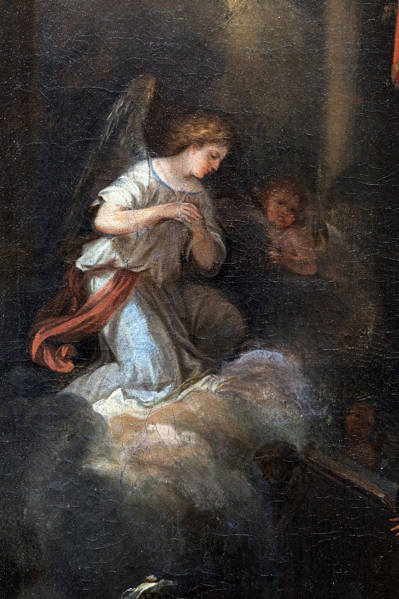 Ecole Française – Annonciation - Huile Sur Toile  – XVIIIe S.-photo-3