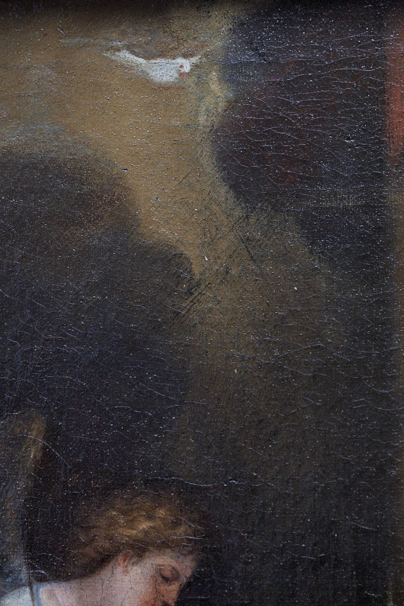Ecole Française – Annonciation - Huile Sur Toile  – XVIIIe S.-photo-3
