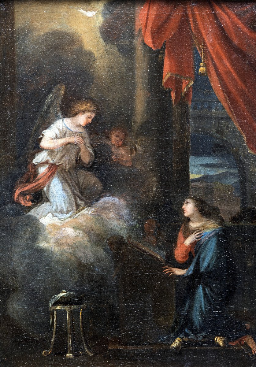 Ecole Française – Annonciation - Huile Sur Toile  – XVIIIe S.