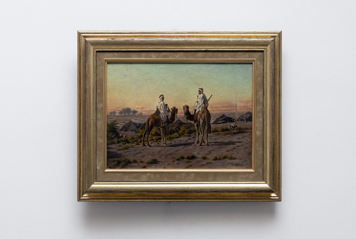 Orientalism – Return To Camp At Dusk – Oil On Panel – Louis George Legrand 1801-1883-photo-4
