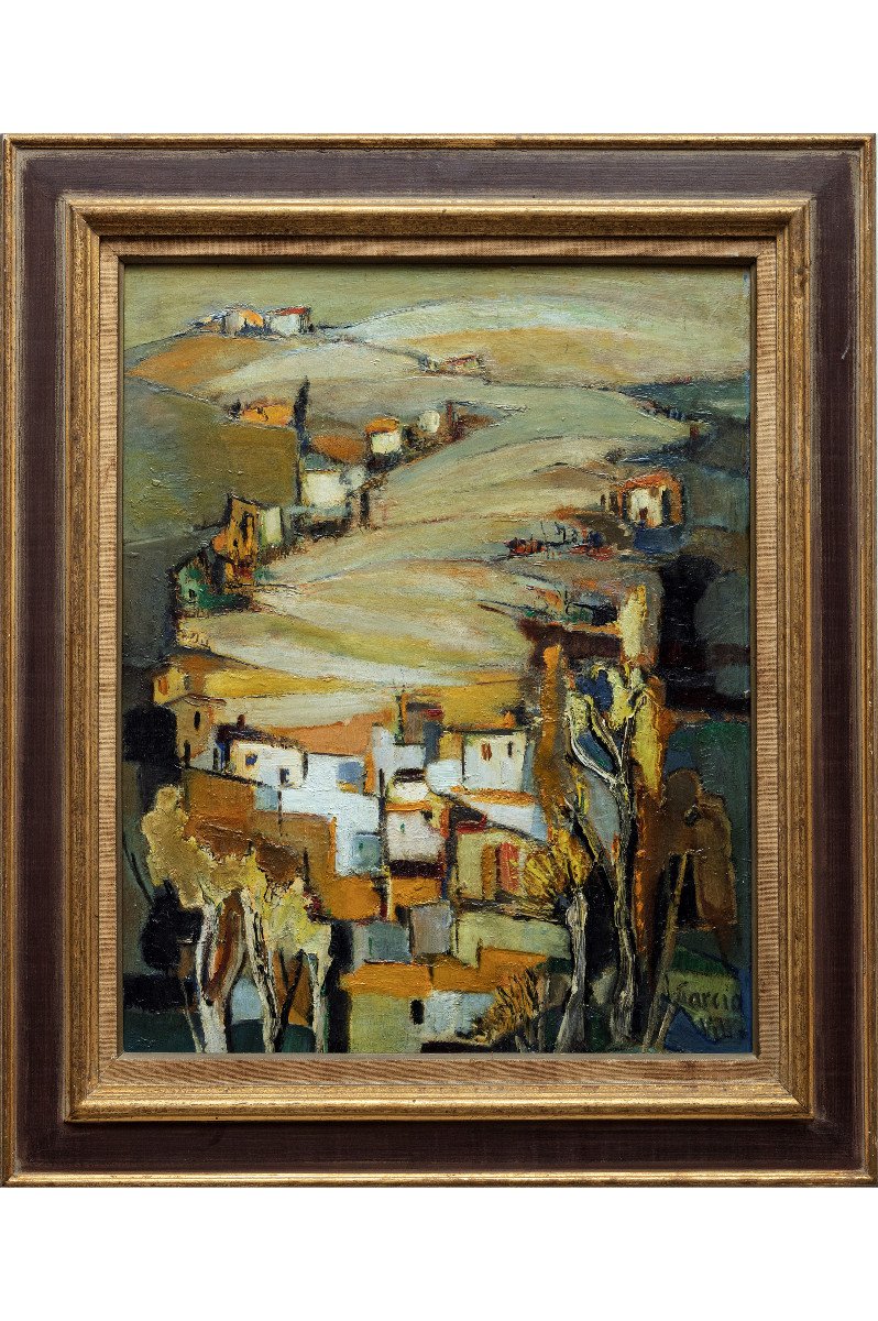 Spanish Village - Oil On Double Sided Panel - Circa 1960 - Signed-photo-2