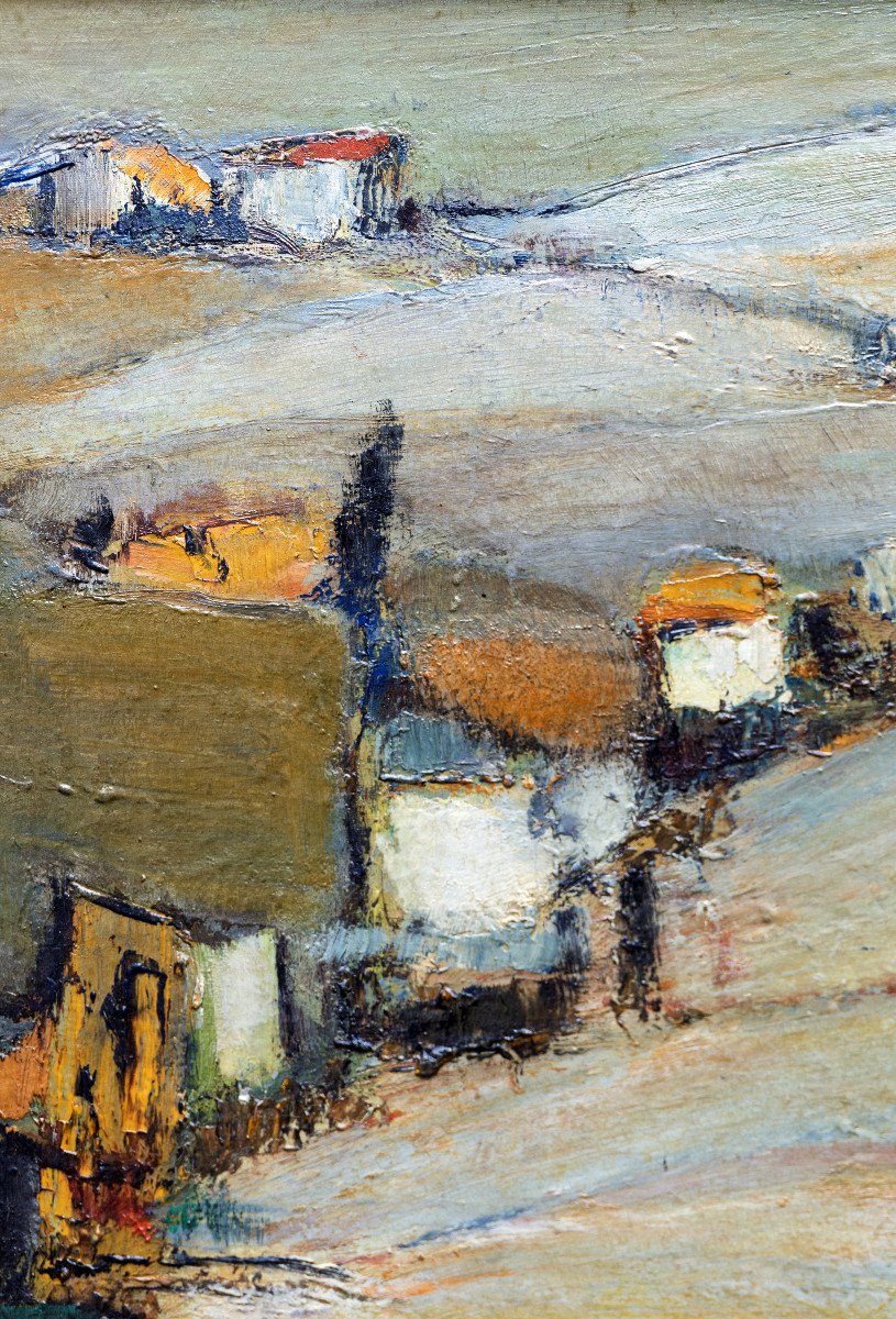 Spanish Village - Oil On Double Sided Panel - Circa 1960 - Signed-photo-3