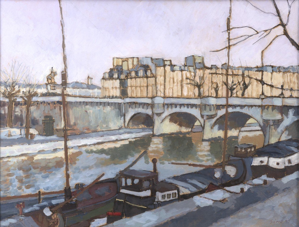 Paris - Le Pont Neuf - Acrylic On Cardboard - Signed And Dated (19)92