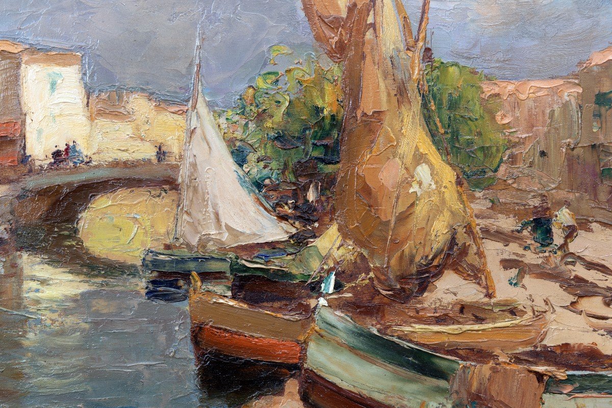 Ecole De Paris – Merio Ameglio – Les Martigues – Huile Sur Panneau - Signé-photo-4