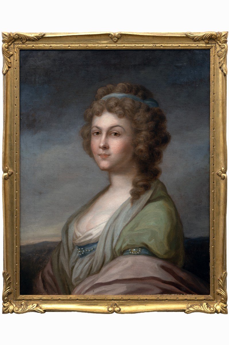 Femme à L’étole Verte – Huile Sur Toile – 1er Empire-photo-2