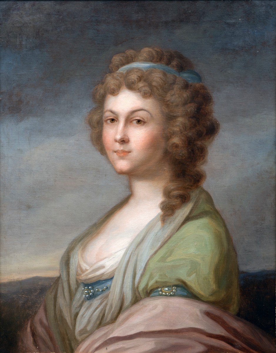 Femme à L’étole Verte – Huile Sur Toile – 1er Empire
