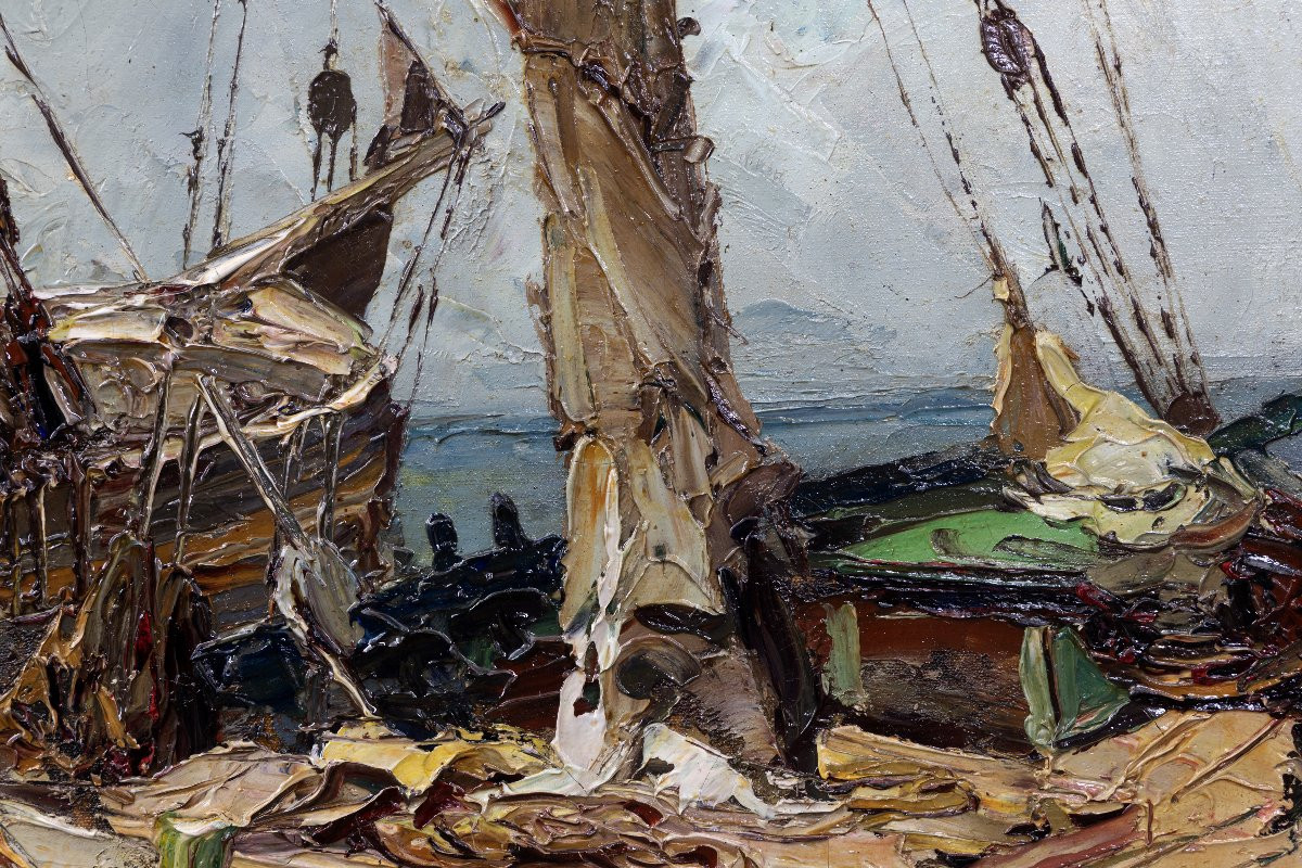 Marine - Louis Bonamici – Sailor On His Boat – Oil On Canvas – Signed-photo-3