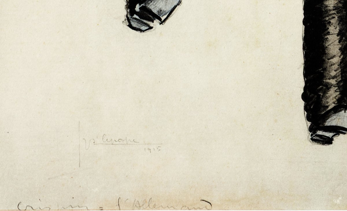 Lepape Georges – Crispin, Etude Pour Costume De Théâtre -  Gouache Au Pochoir – Signé Et Daté-photo-4
