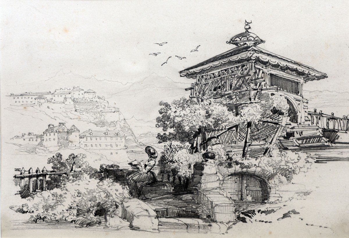 Noel Jules – Jeune Femme Dessinant – Dessin à La Mine De Plomb – Circa 1848