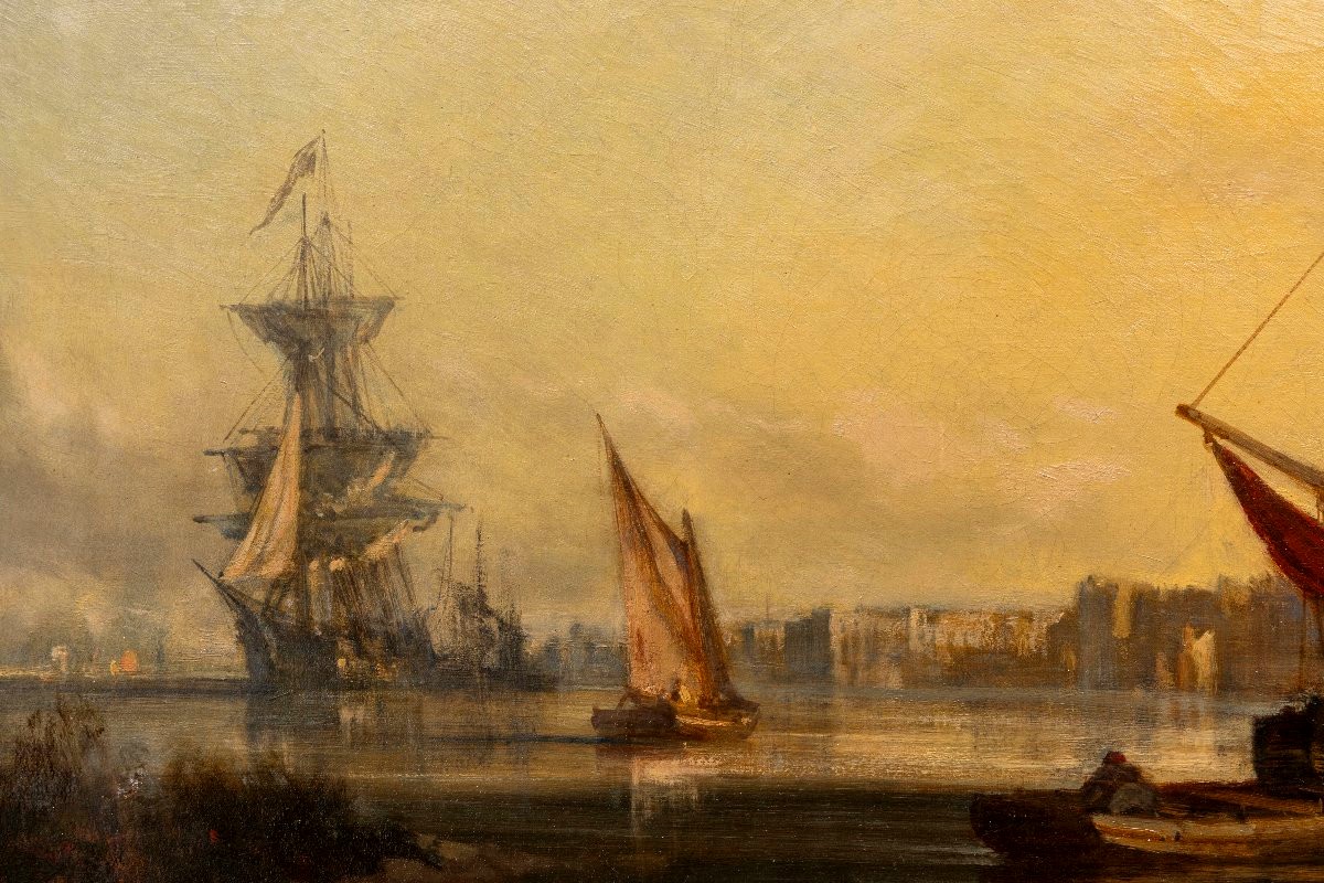 Richard Faxon – Le Déchargement Du Navire - Huile Sur Toile - Signée-photo-1