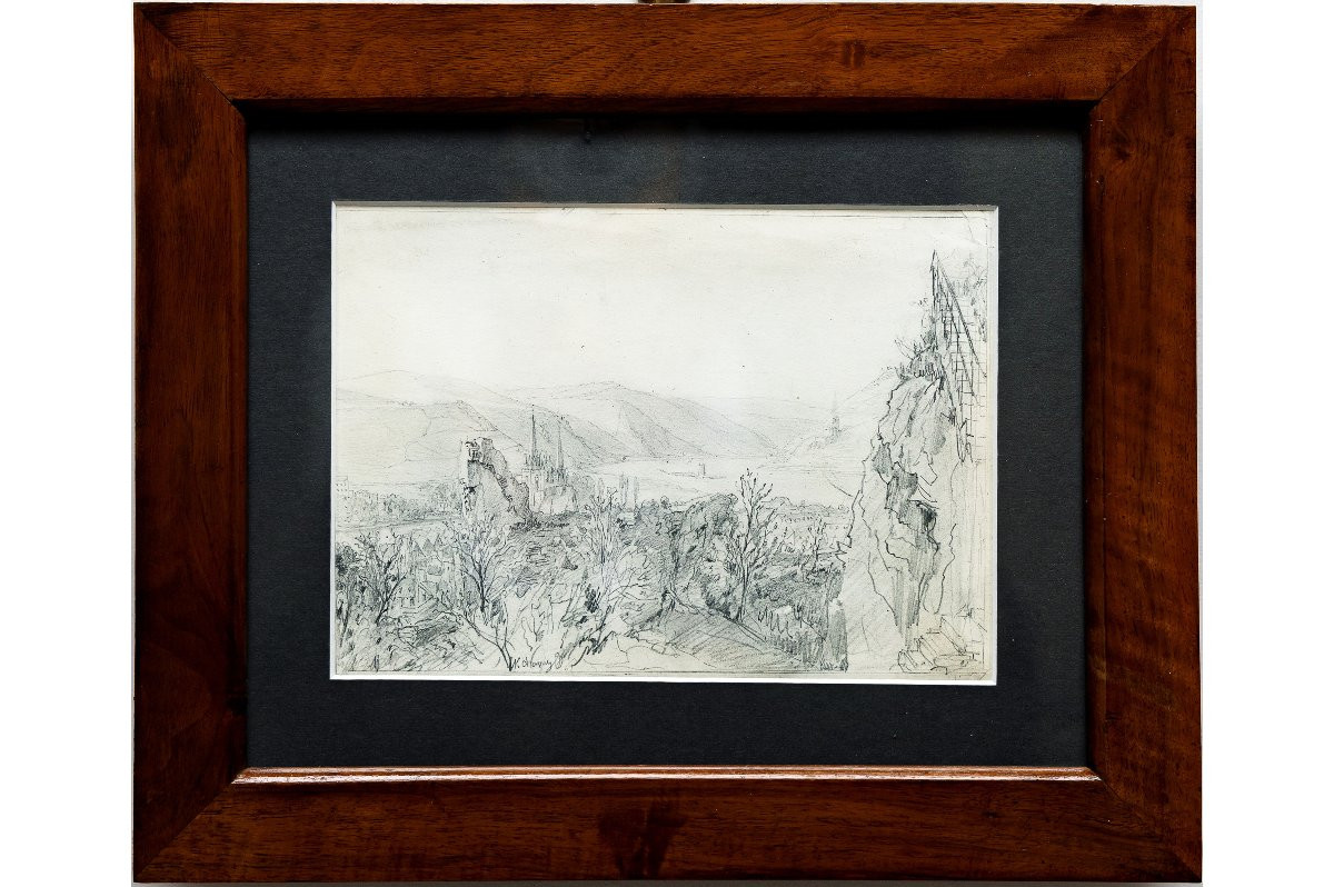 Chapuy Nicolas – Germany: View Of The Rhine From Klopp Castle – Signed – Circa 1840-photo-2