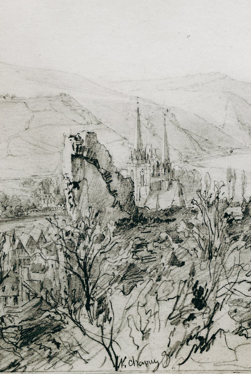 Chapuy Nicolas – Germany: View Of The Rhine From Klopp Castle – Signed – Circa 1840-photo-1