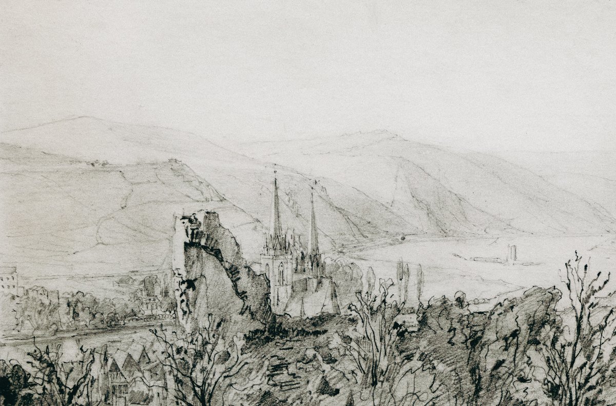 Chapuy Nicolas – Germany: View Of The Rhine From Klopp Castle – Signed – Circa 1840-photo-4
