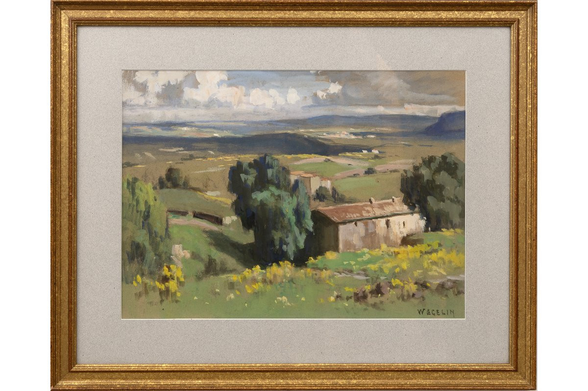 Emile Wegelin – Montagny (rhône) – Gouache – Dated And Signed-photo-2