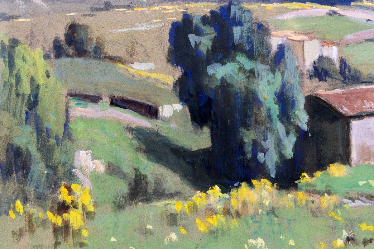 Emile Wegelin – Montagny (rhône) – Gouache – Dated And Signed-photo-1
