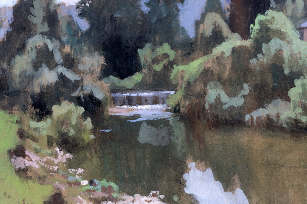 Emile Wegelin – Pont-de-la-chaux (jura) – Gouache – Dated And Signed-photo-2