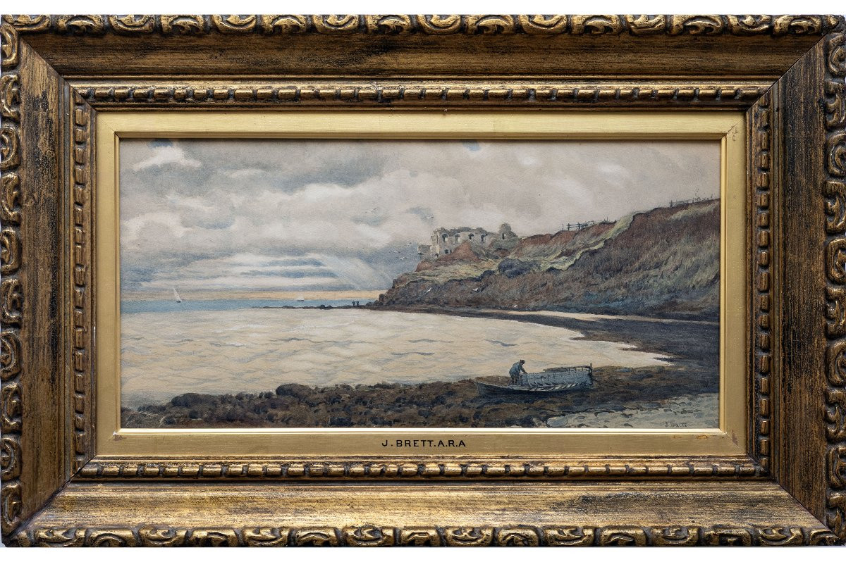 John BRETT - Vue de Sandsfoot Castle, Weymouth (GB) – Aquarelle - Signée - vers 1880-photo-2