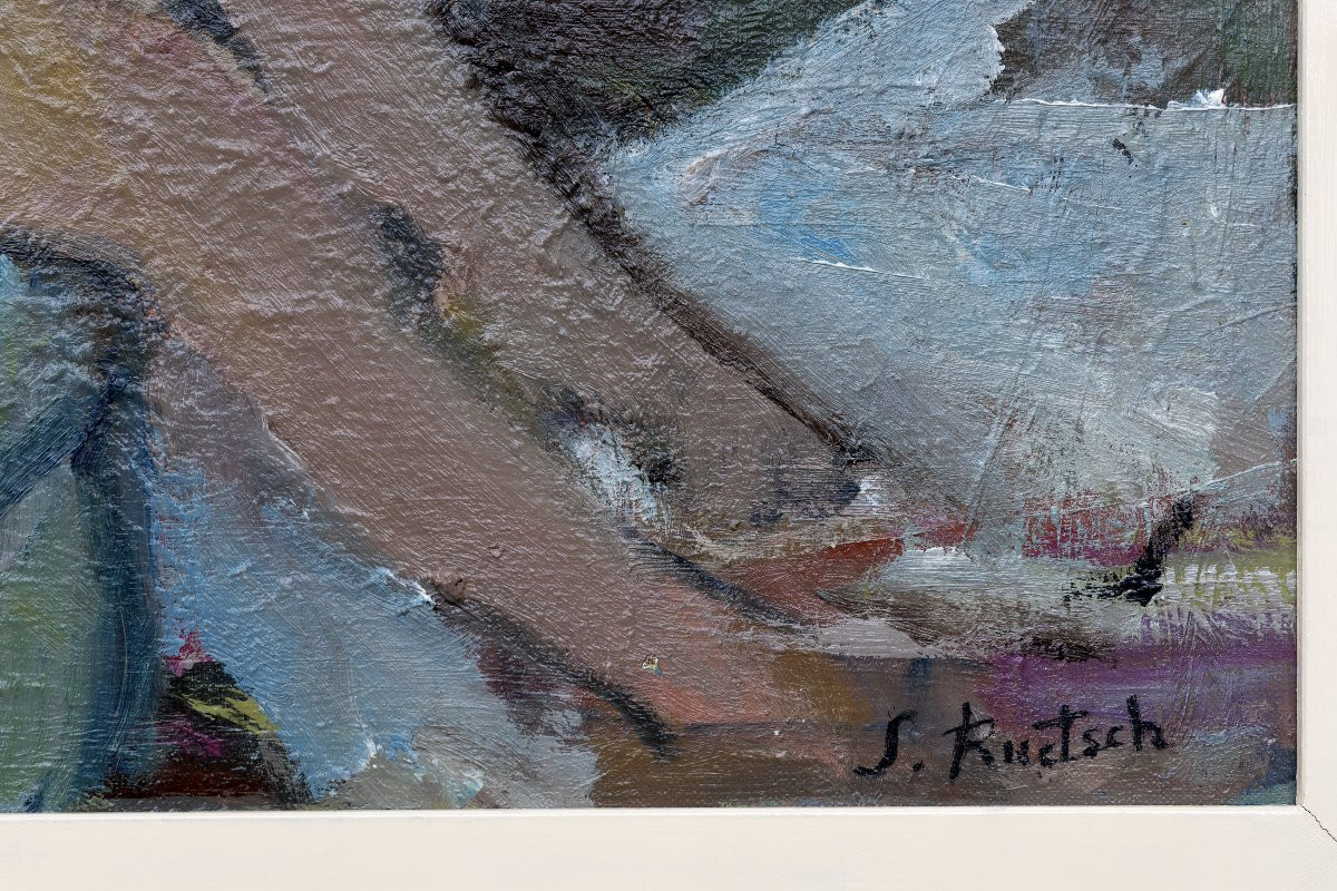 Suzanne BRIANÇON- RUETSCH – Nu au fauteuil – Huile sur toile – XXe s. Signée-photo-3