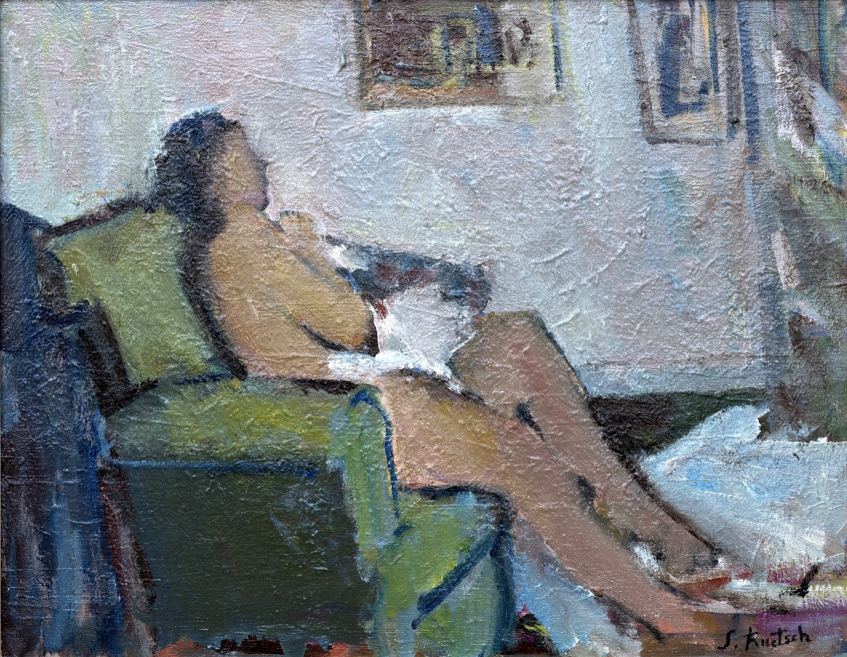 Suzanne BRIANÇON- RUETSCH – Nu au fauteuil – Huile sur toile – XXe s. Signée