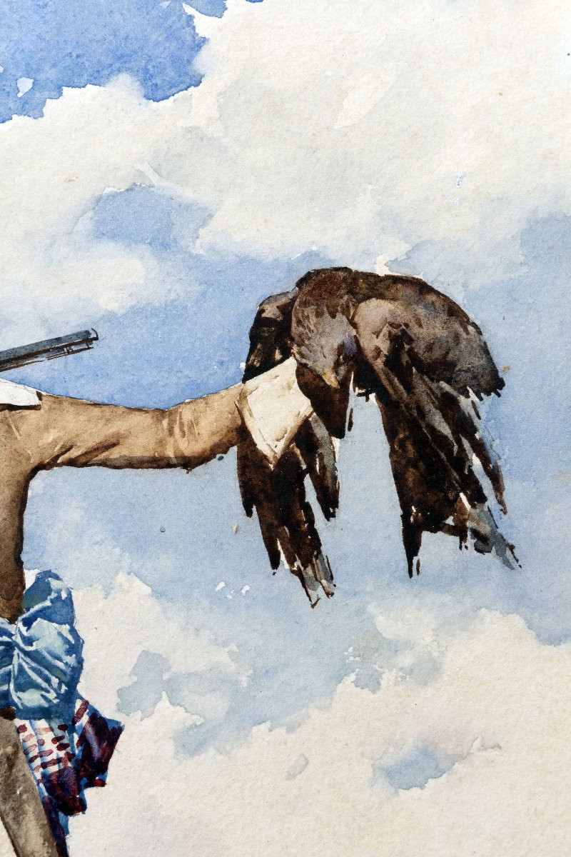Alberto La Monaca – Falconer – Watercolor – 19th Century - Signed-photo-3