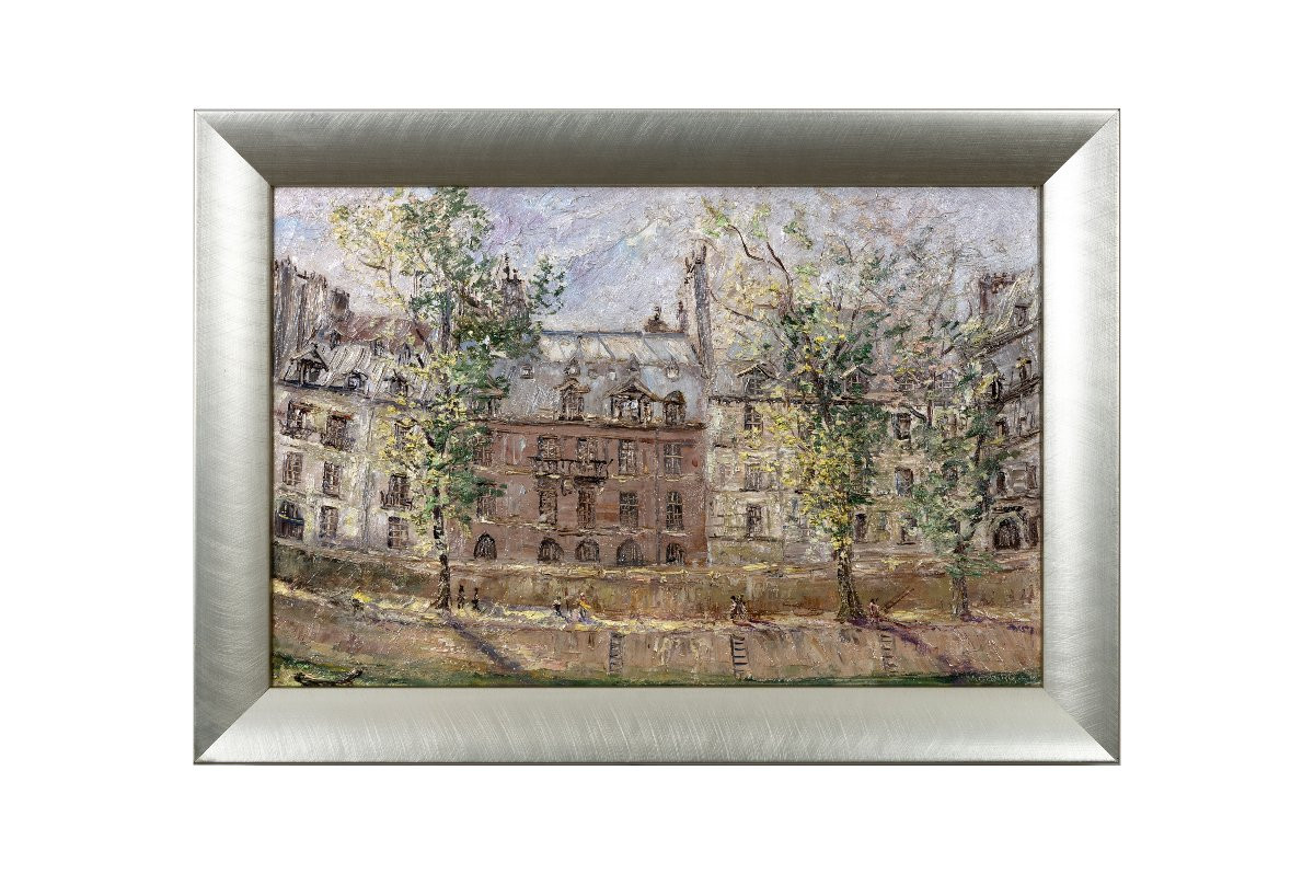 Pierre Moberg – The Quays In Paris – Oil On Canvas – Signed -photo-5
