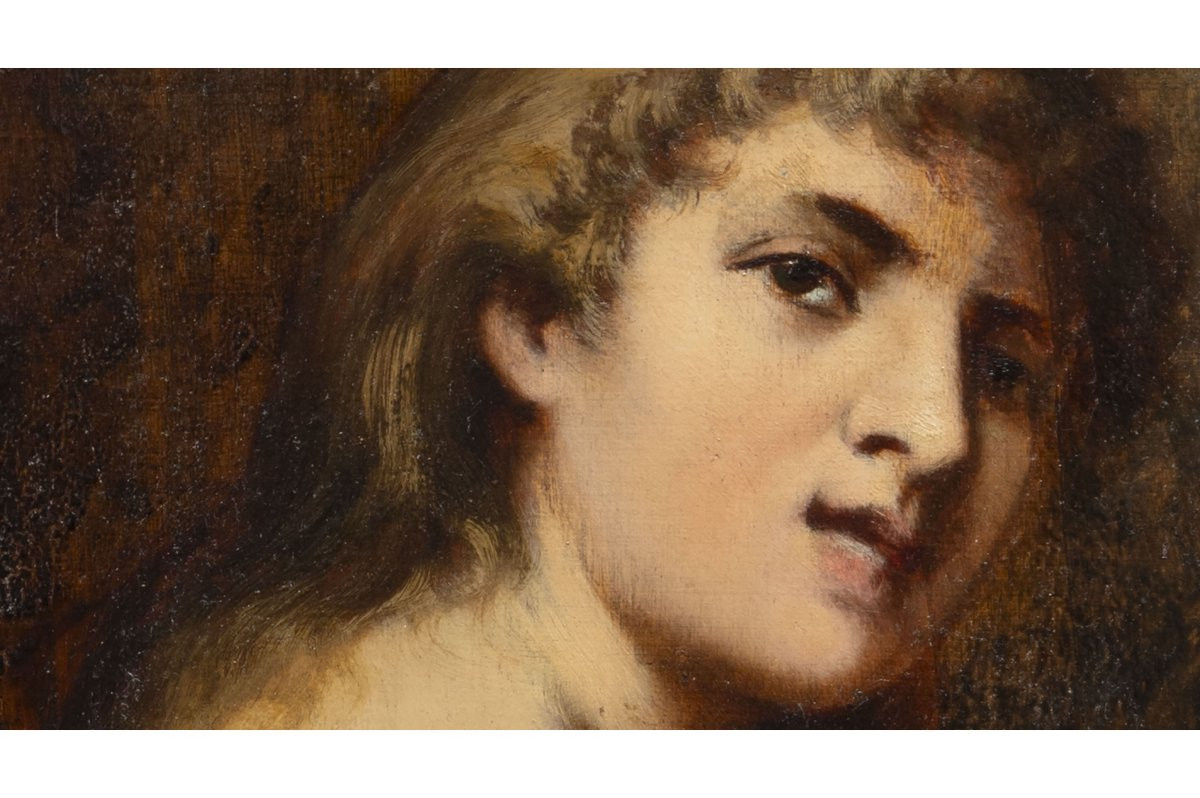 Charles Royer - Portrait Of A Woman Seen From Three-quarters Back - Oil On Panel - Signed-photo-4