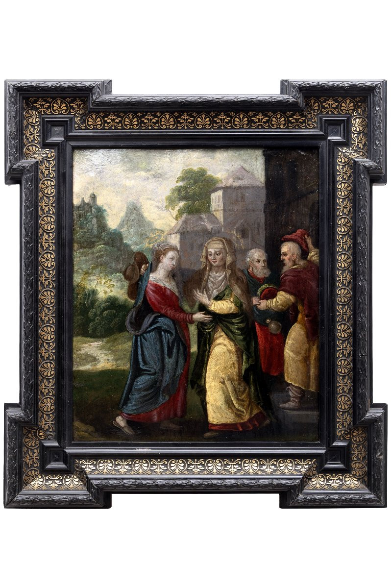 Follower Of Maerten De Vos – Visitation – Oil On Copper – Early 17th Century-photo-2