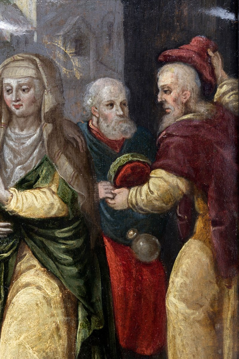 Follower Of Maerten De Vos – Visitation – Oil On Copper – Early 17th Century-photo-1