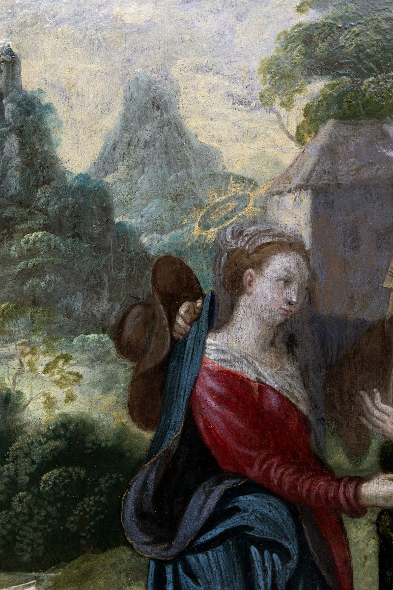 Follower Of Maerten De Vos – Visitation – Oil On Copper – Early 17th Century-photo-2