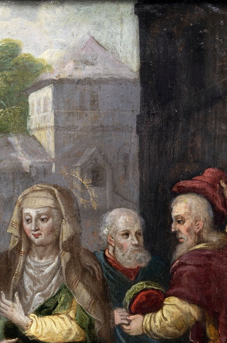 Follower Of Maerten De Vos – Visitation – Oil On Copper – Early 17th Century-photo-4