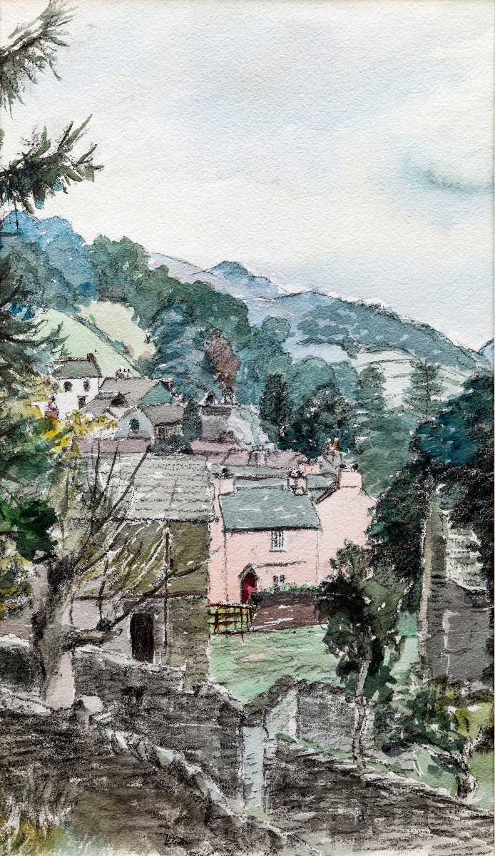 Pluim Mentz Jos (1906 – 1985) – Breton Village – Watercolor – Authenticated 